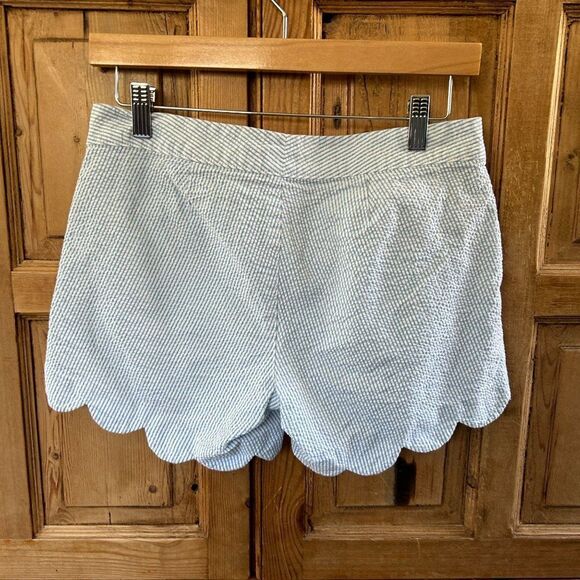 Lilly Pulitzer 0 Shorts Blue White Stripe Pockets Buttercup Scallop Seersucker - Picture 9 of 12